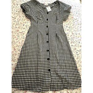 OAK + FORT Black and White Checkered Dress